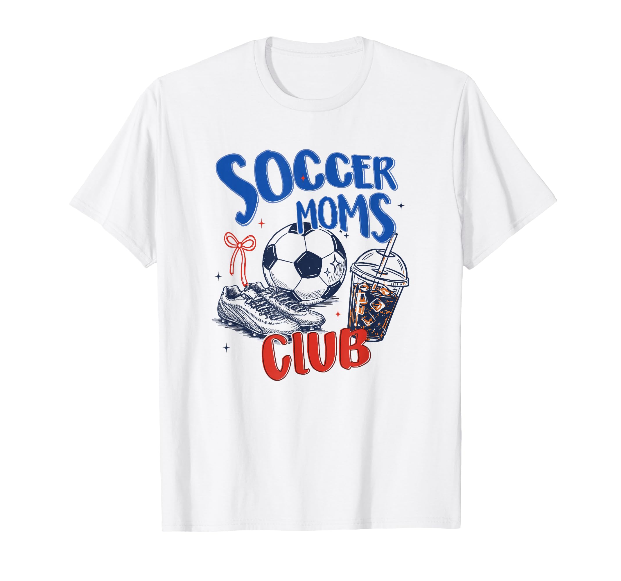 Iced Coffee Soccer Moms Club Soccer T-Shirt - Graphic Print for Adults