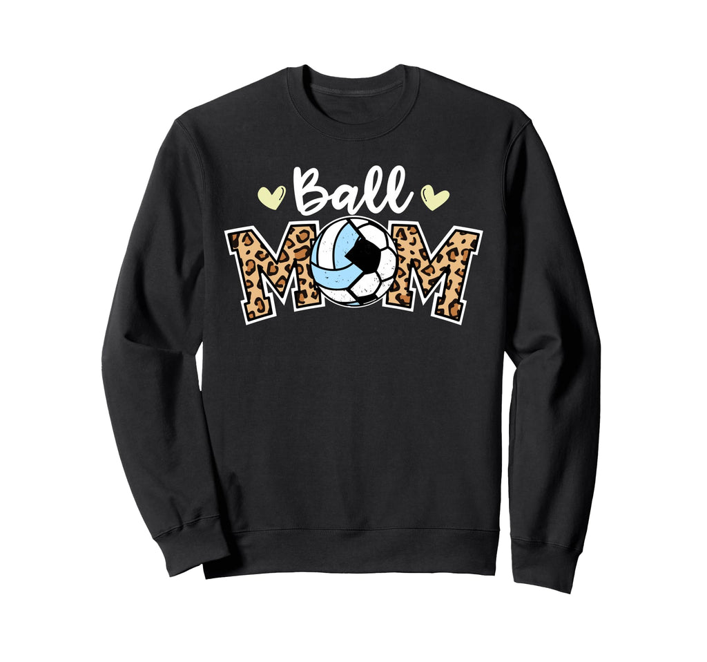 Ball Mom Leopard Funny Soccer Sweatshirt - Streetwear Style for Adults