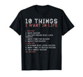 10 Things I Want My Life Shirts Soccer T-Shirt - Graphic Print for Adults