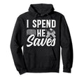 He Saves Hockey Goalkeeper Dad Hoodie - Fun Novelty Design for Adults