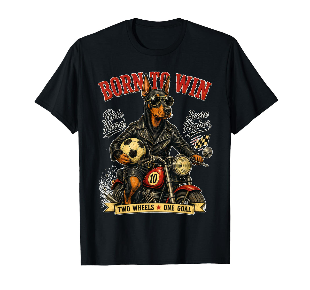 Doberman Pinscher Motorbike Love T-Shirt - Fun Novelty Design Unisex