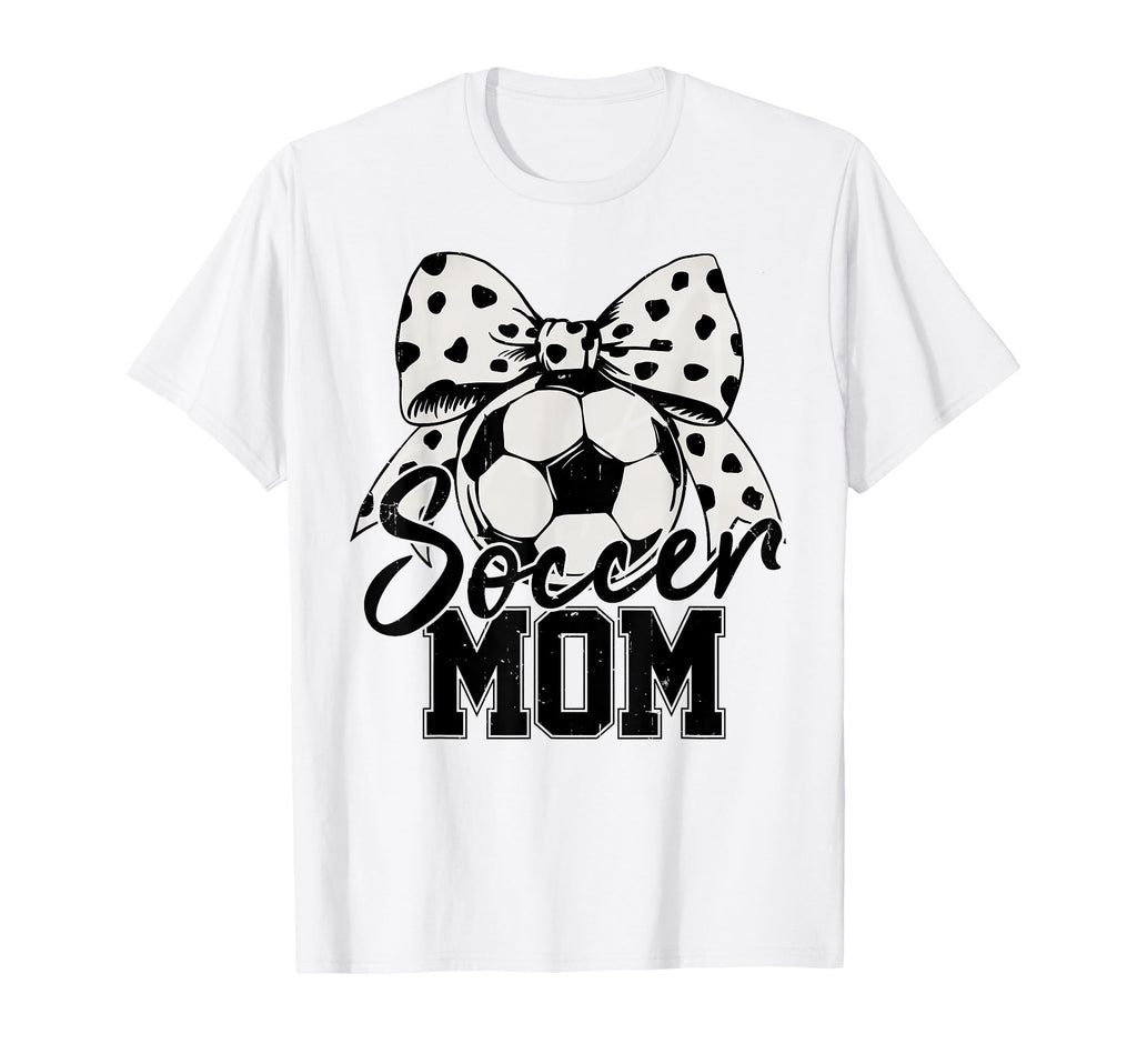 Soccer Mom Polka Dot Bow Sports Mama T-Shirt - Custom Art Print for Adults