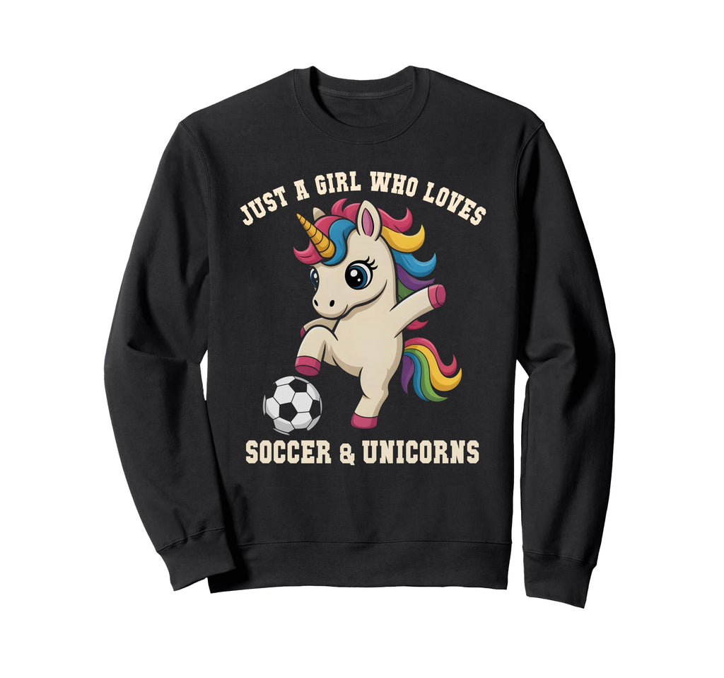 Kawaii Just Who Loves Soccer Unicorn Sweatshirt - Unique Graphic Unisex