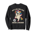 Kawaii Just Who Loves Soccer Unicorn Sweatshirt - Unique Graphic Unisex
