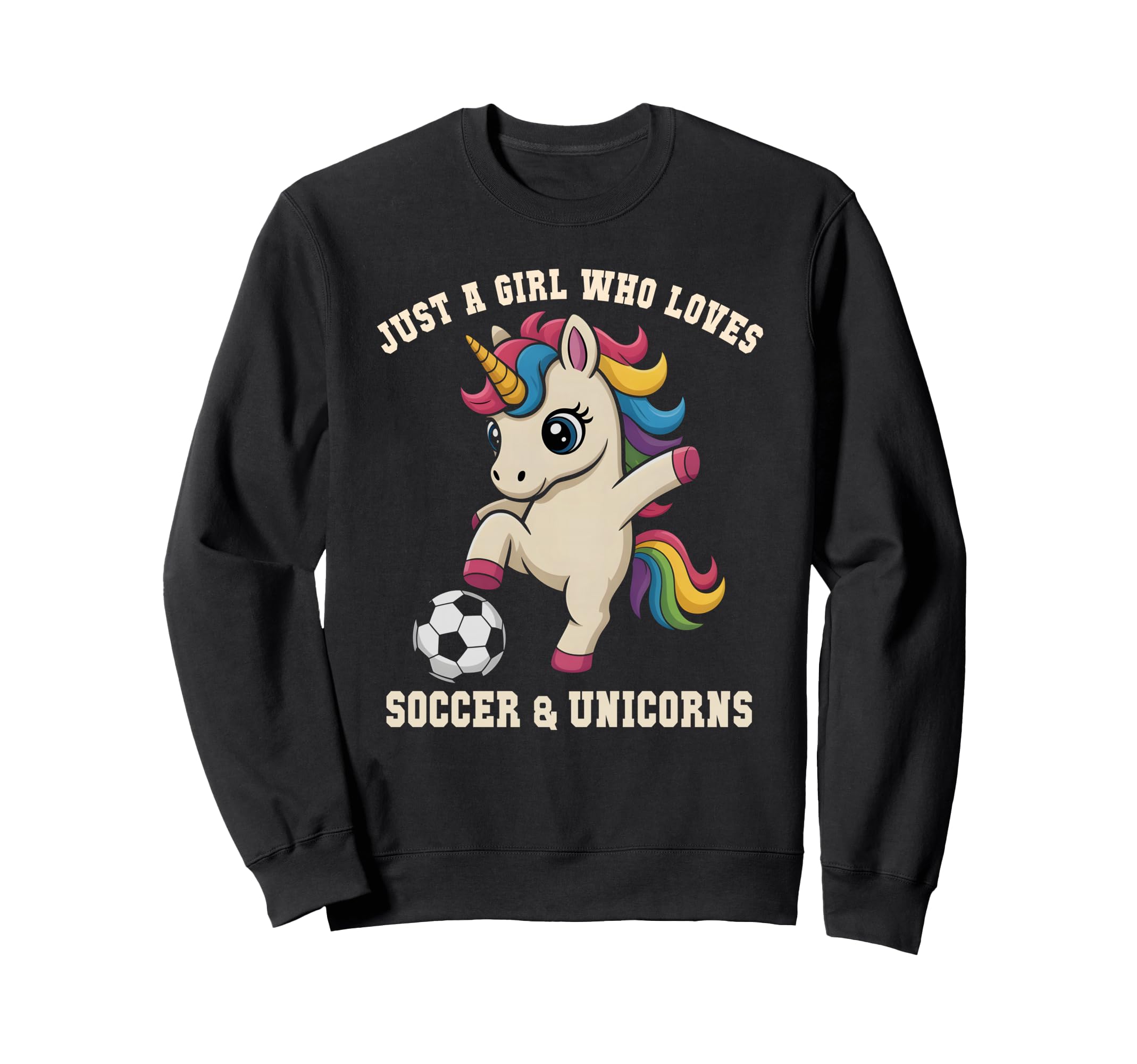 Kawaii Just Who Loves Soccer Unicorn Sweatshirt - Unique Graphic Unisex