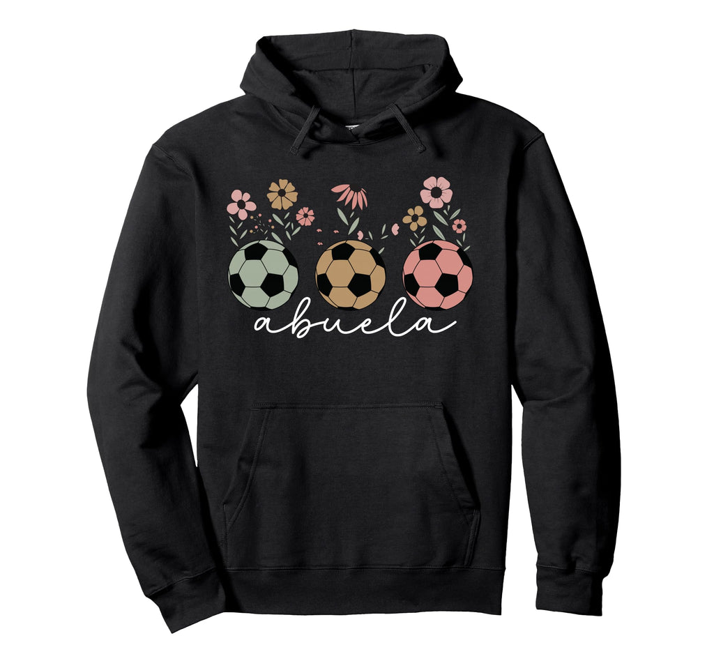 Soccer Abuela Floral Wildflower Spring Hoodie - Graphic Print Unisex