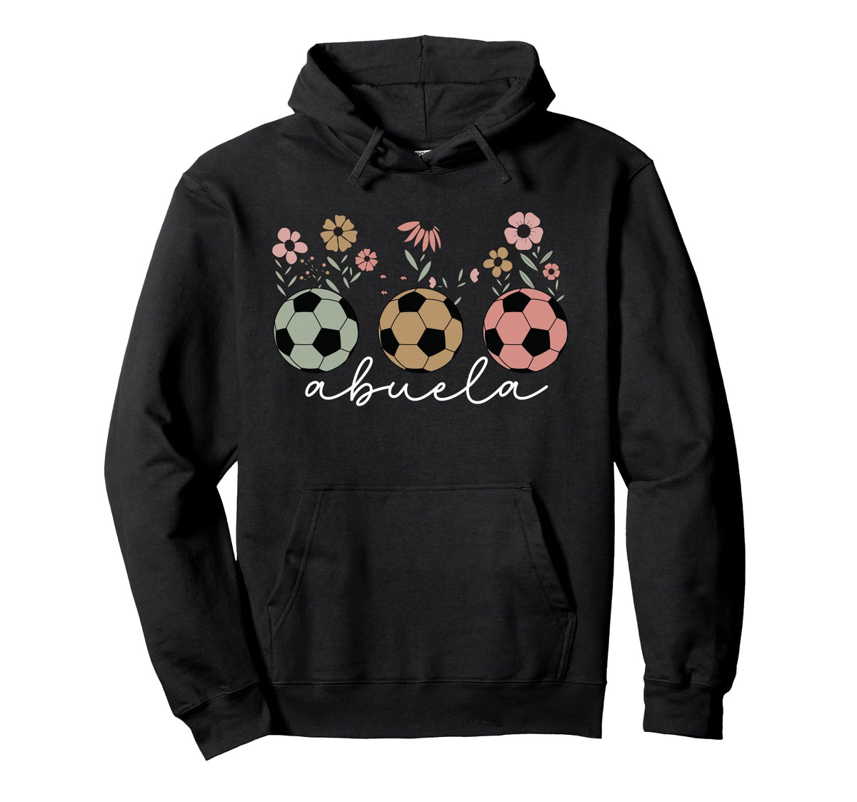 Soccer Abuela Floral Wildflower Spring Hoodie - Graphic Print Unisex