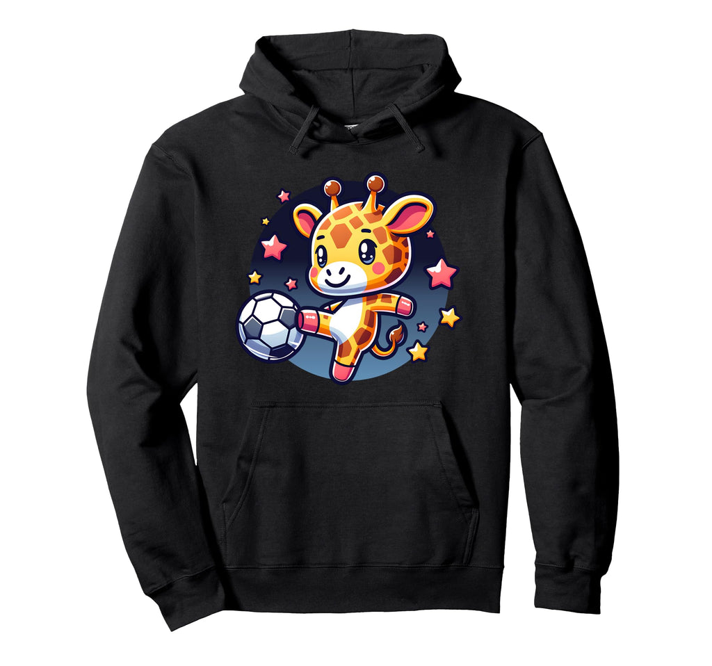 Soccer Playing Giraffe Kicking Soccer Hoodie - Aesthetic Graphic Unisex