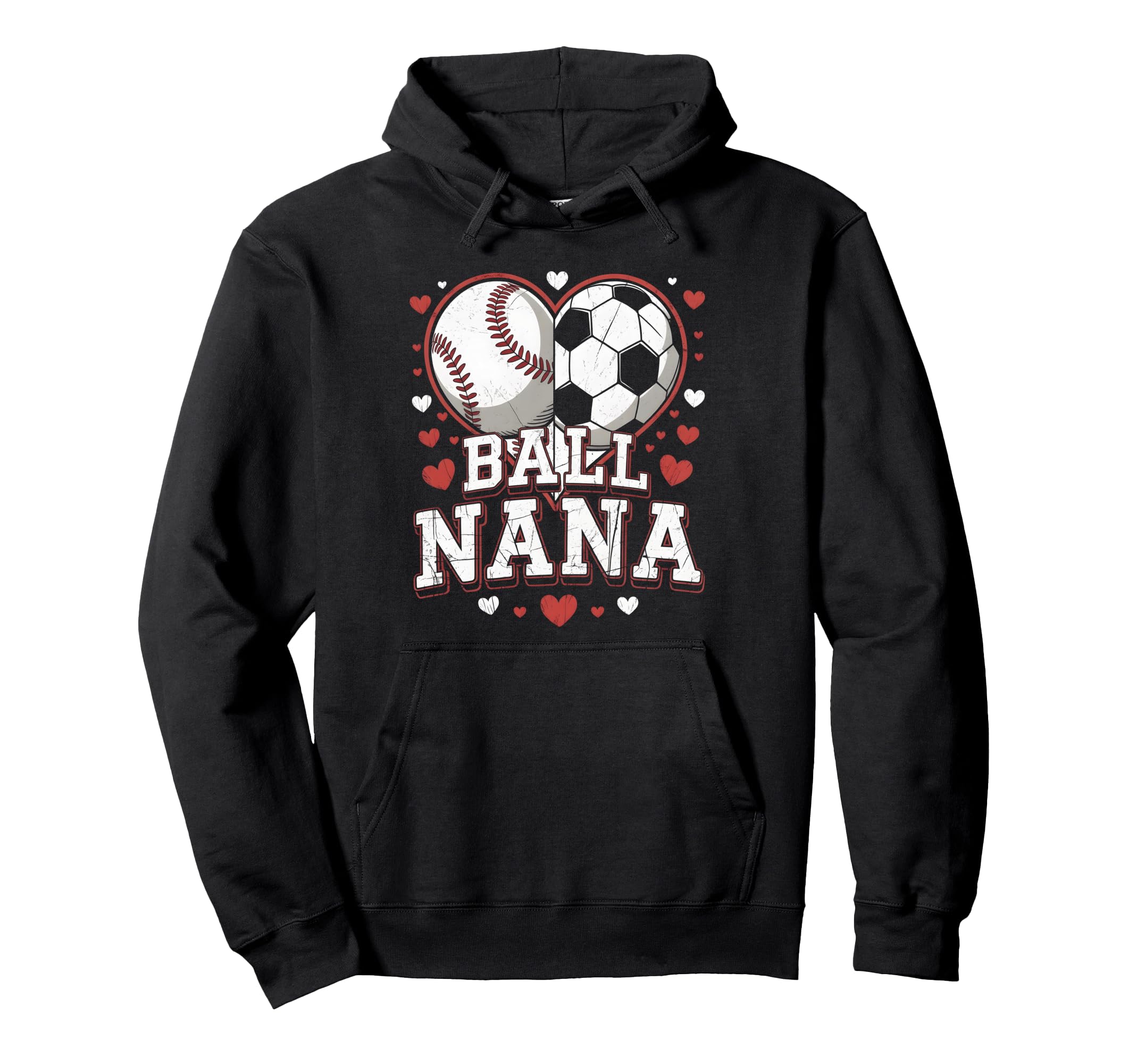 Ball Nana Baseball Soccer Heart Mothers Day Hoodie - Novelty Apparel Unisex