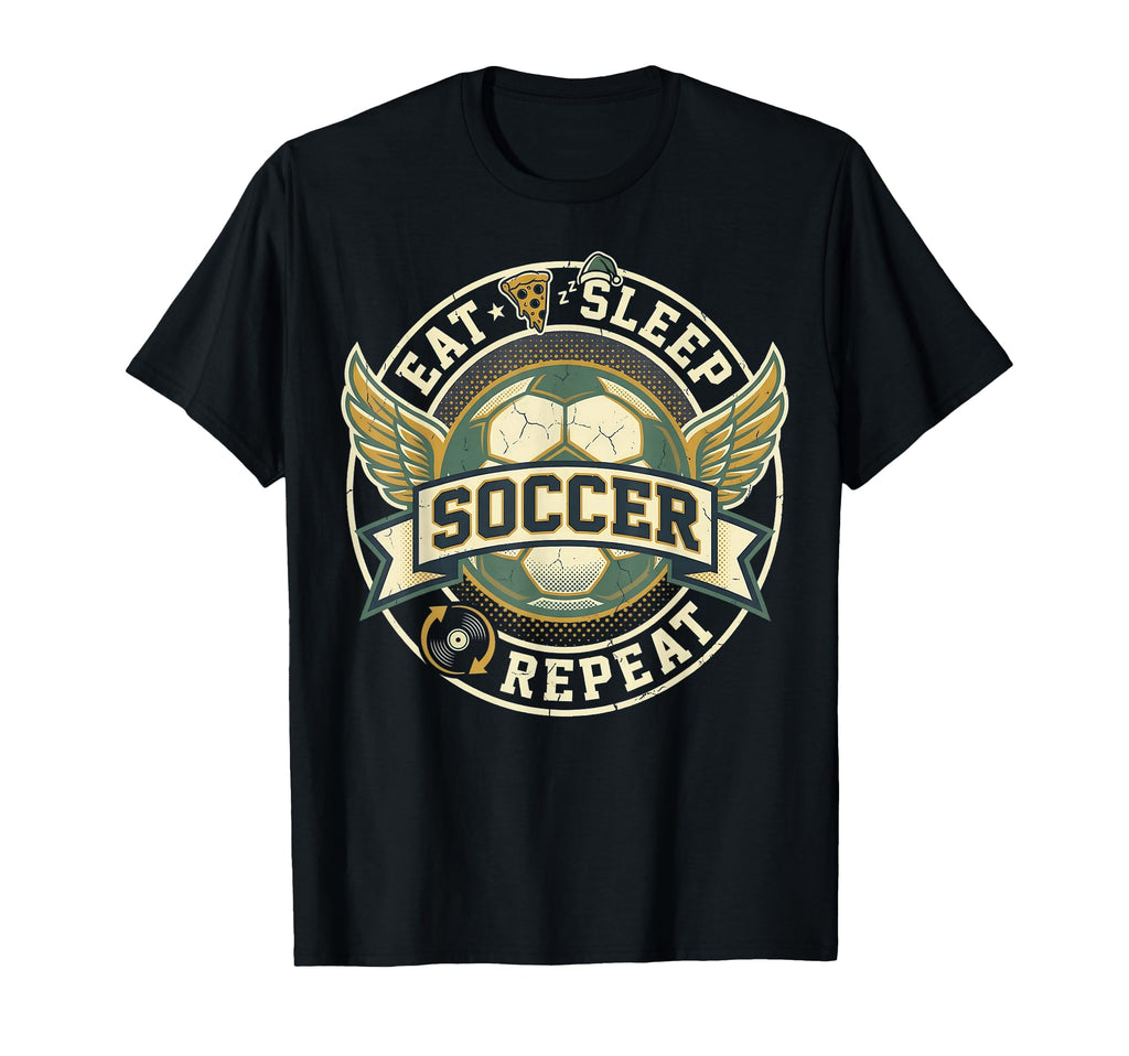 Football Lover Eat Sleep Soccer Repeat T-Shirt - Fun Novelty Design Unisex