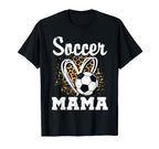 Soccer Mama Leopard Heart Matching T-Shirt - Graphic Print Men Women