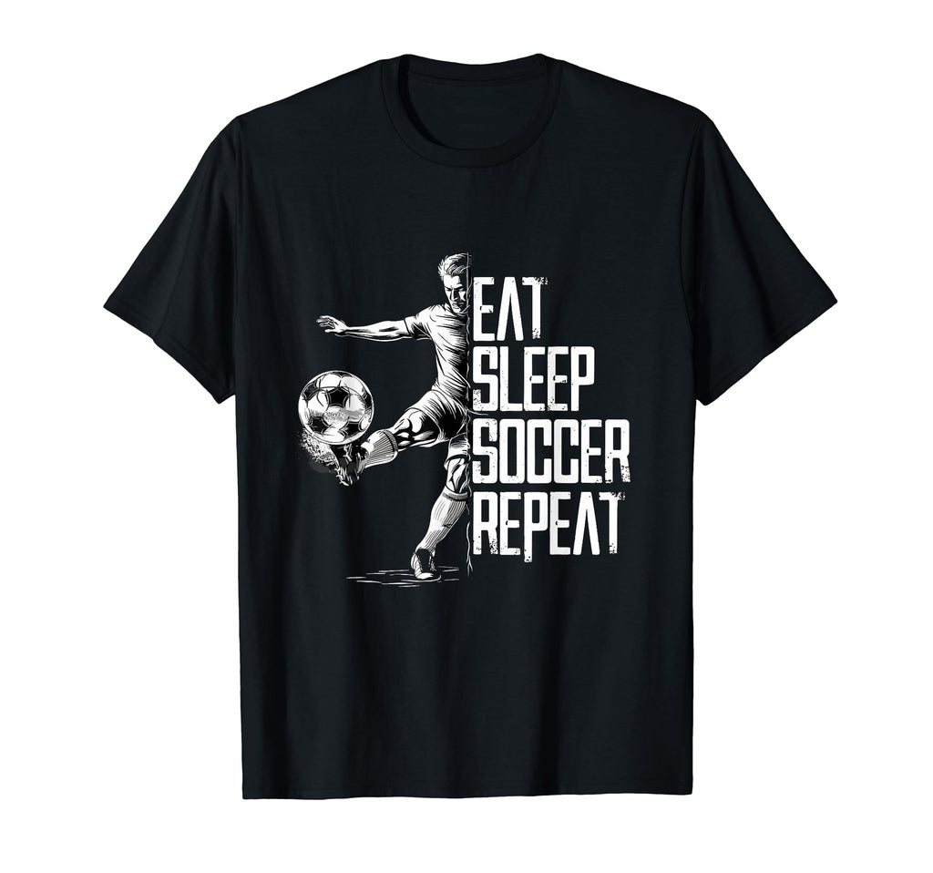 Eat Sleep Soccer Repeat Soccer Player T-Shirt - Aesthetic Graphic Men Women