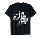 Eat Sleep Soccer Repeat Soccer Player T-Shirt - Aesthetic Graphic Men Women