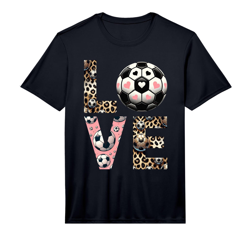 Love Soccer Leopard Soccer Player T-Shirt - Novelty Apparel for Adults