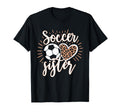 Soccer Sister Heart Leopard Soccer Ball T-Shirt - Trendy Graphic Unisex