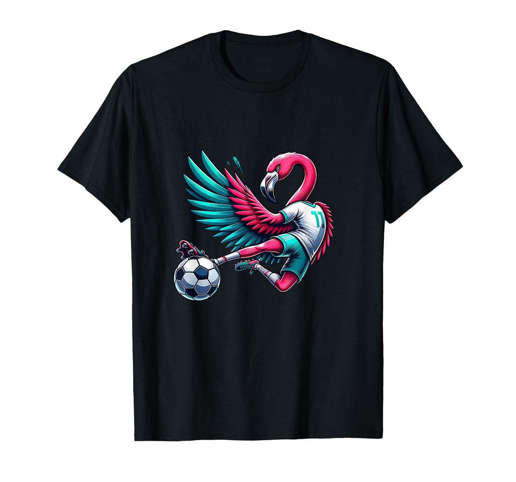 Flamingo Football Striker 11 Kicking T-Shirt - Novelty Apparel Unisex