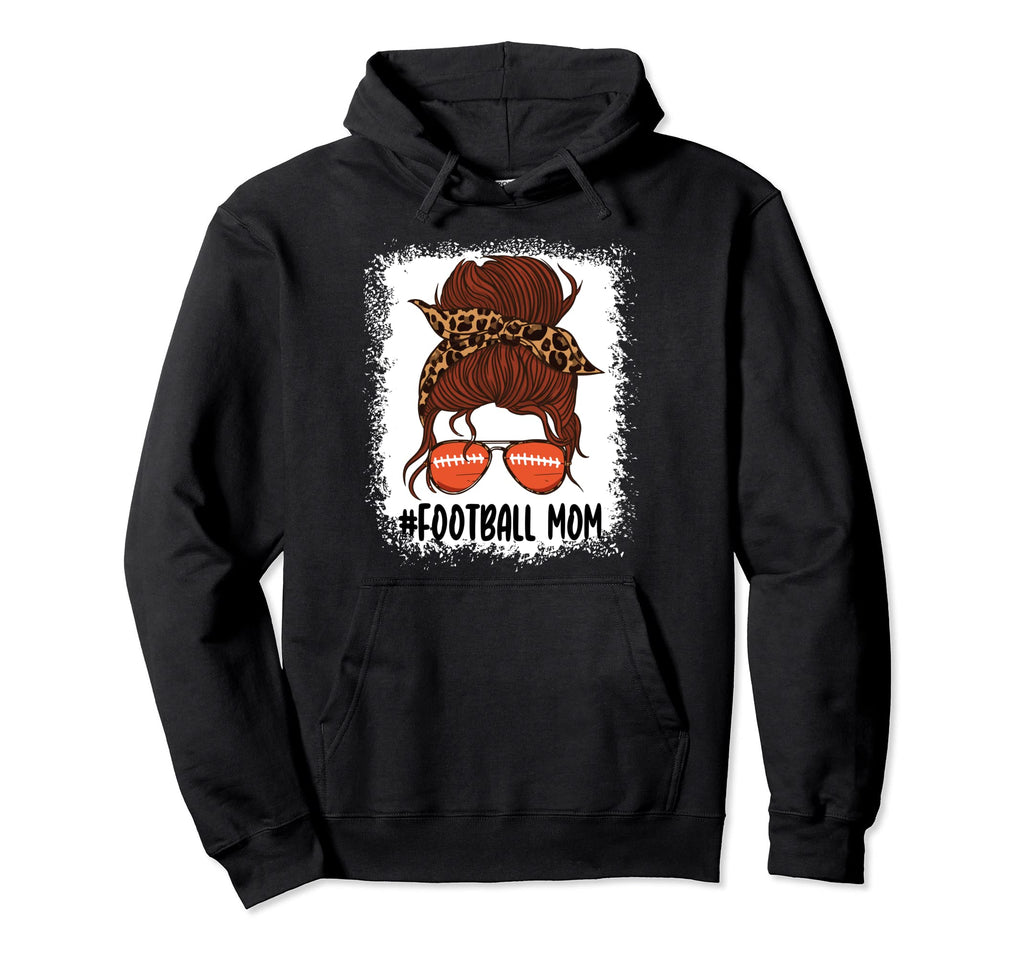 Messy Bun Football Mom Life Leopard Hoodie - Streetwear Style for Adults