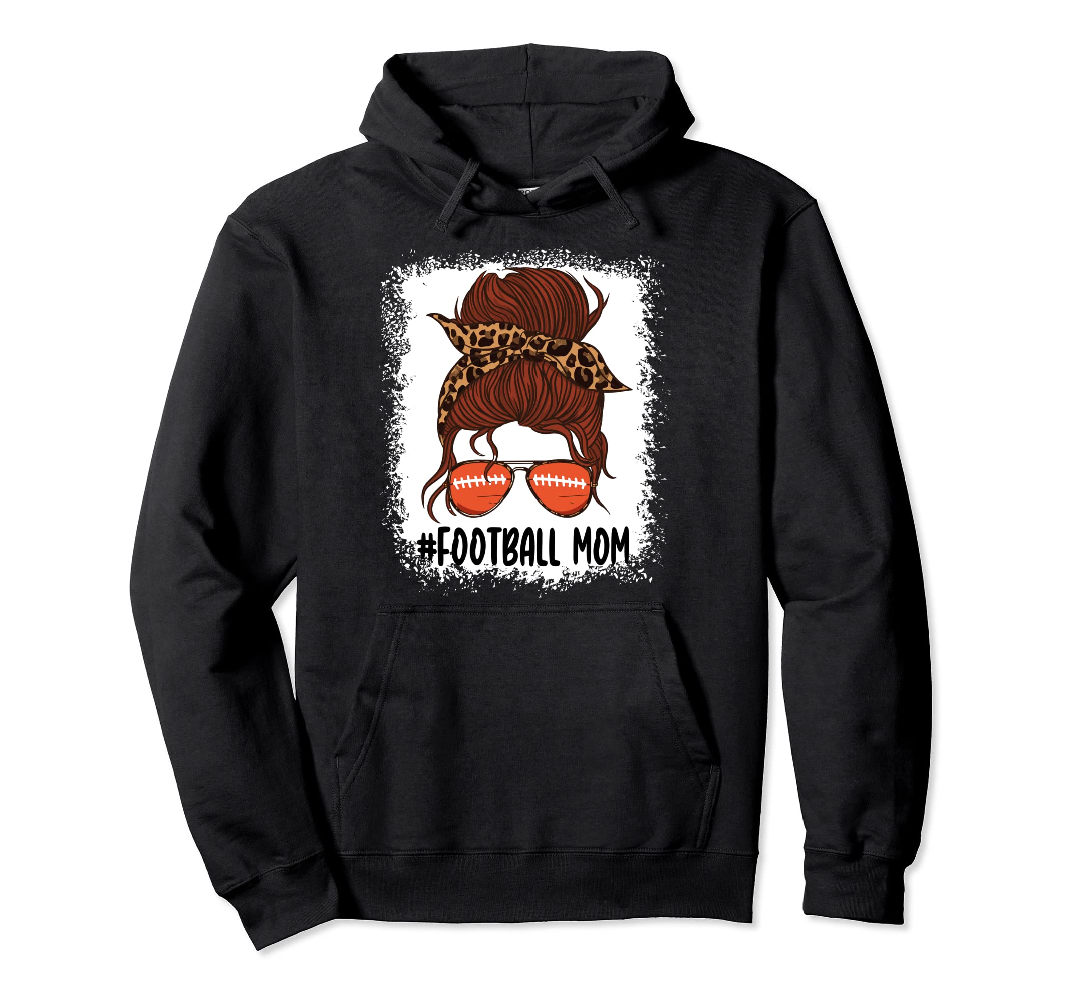 Messy Bun Football Mom Life Leopard Hoodie - Streetwear Style for Adults