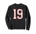 White And Red Sports Number 19 Sweatshirt - Novelty Apparel for Adults