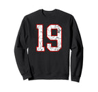 White And Red Sports Number 19 Sweatshirt - Novelty Apparel for Adults