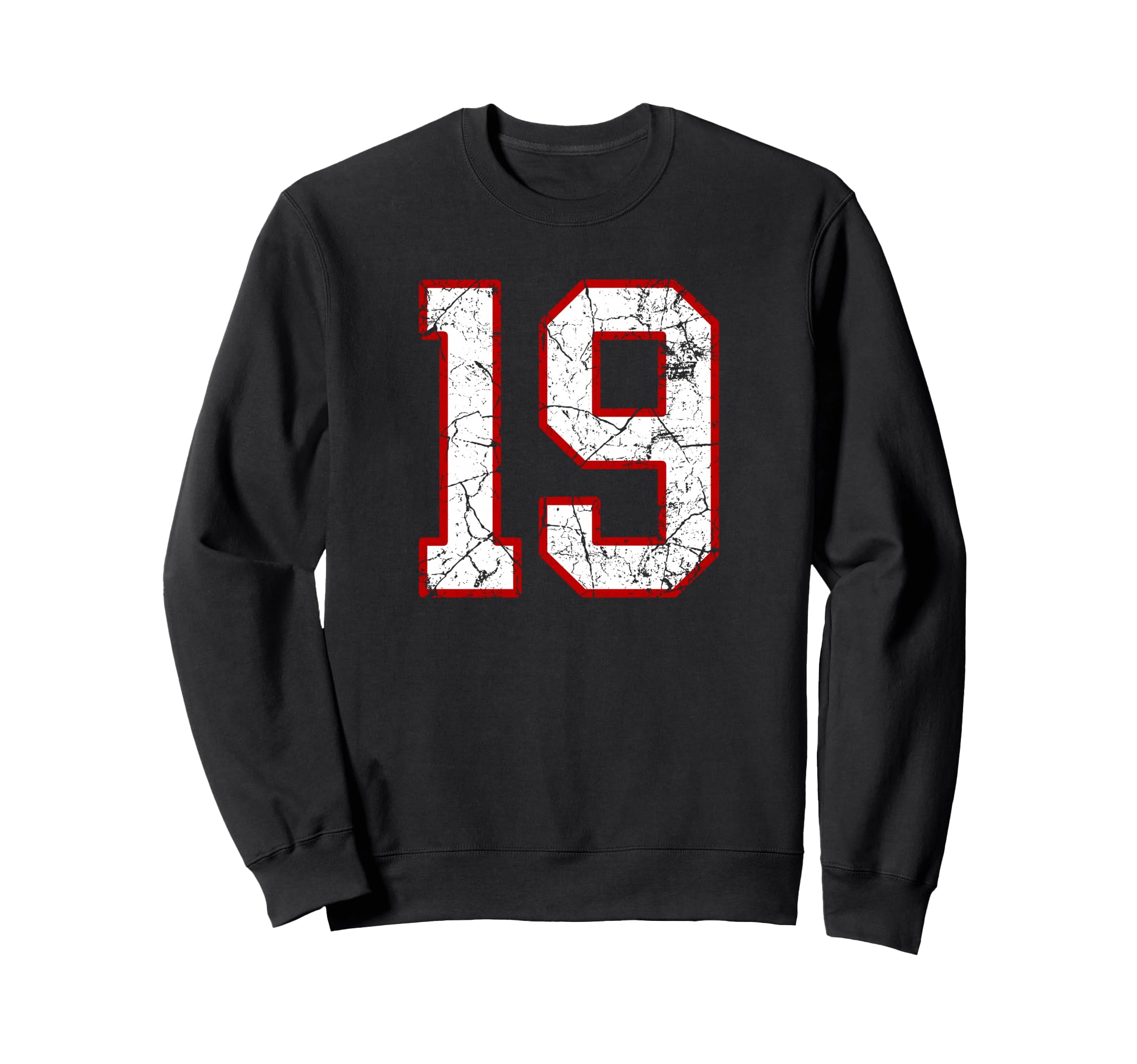 White And Red Sports Number 19 Sweatshirt - Novelty Apparel for Adults