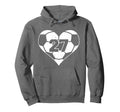 Soccer Number 27 Jersey Funny Soccer Heart Hoodie - Trendy Graphic Unisex