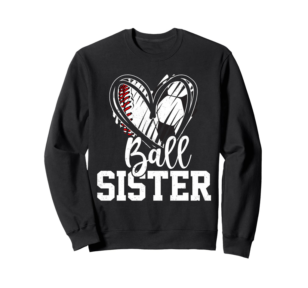 Ball Sister Heart Baseball Soccer Ball Hoodie - Unique Graphic Men Women
