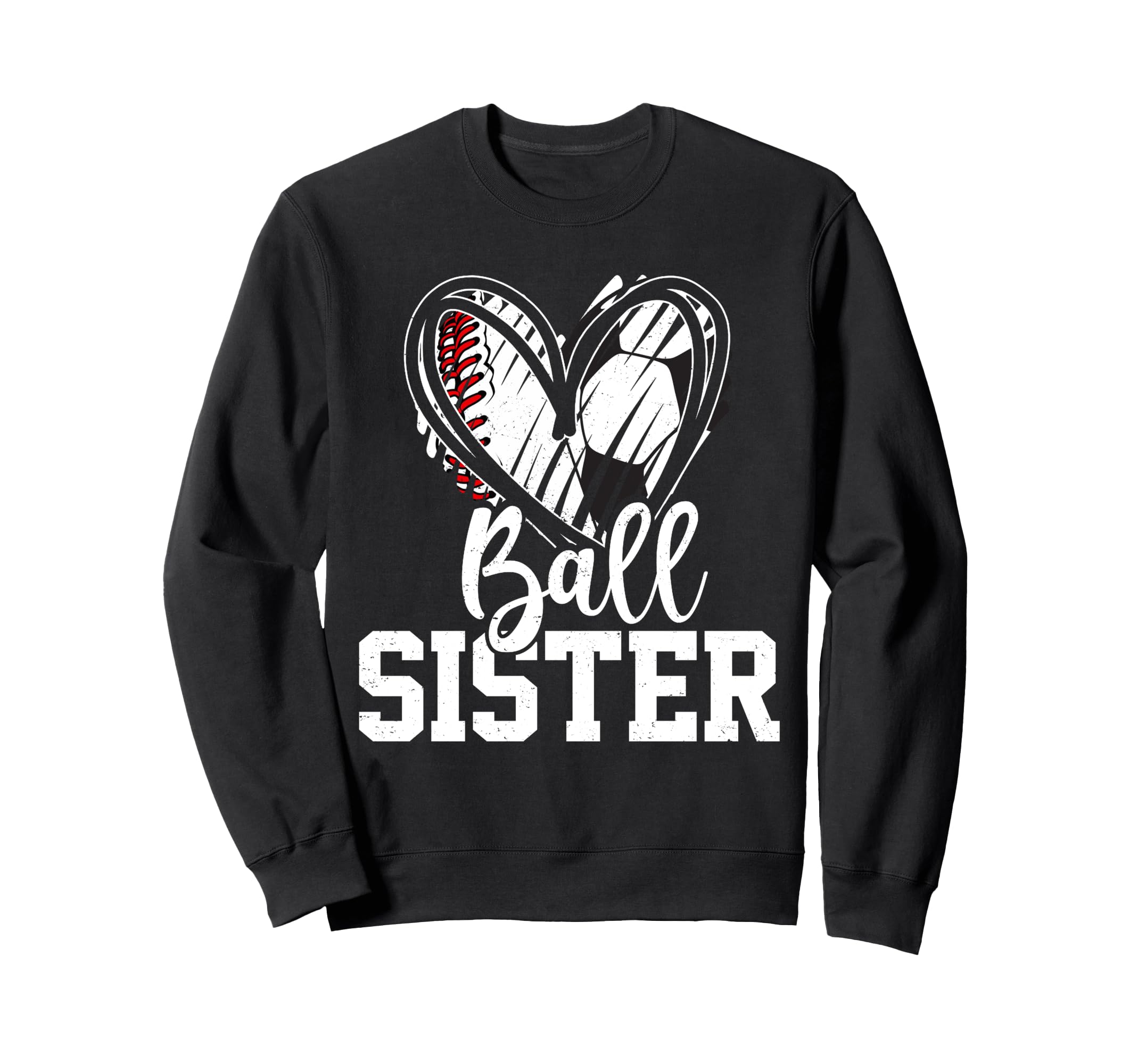 Ball Sister Heart Baseball Soccer Ball Hoodie - Unique Graphic Men Women