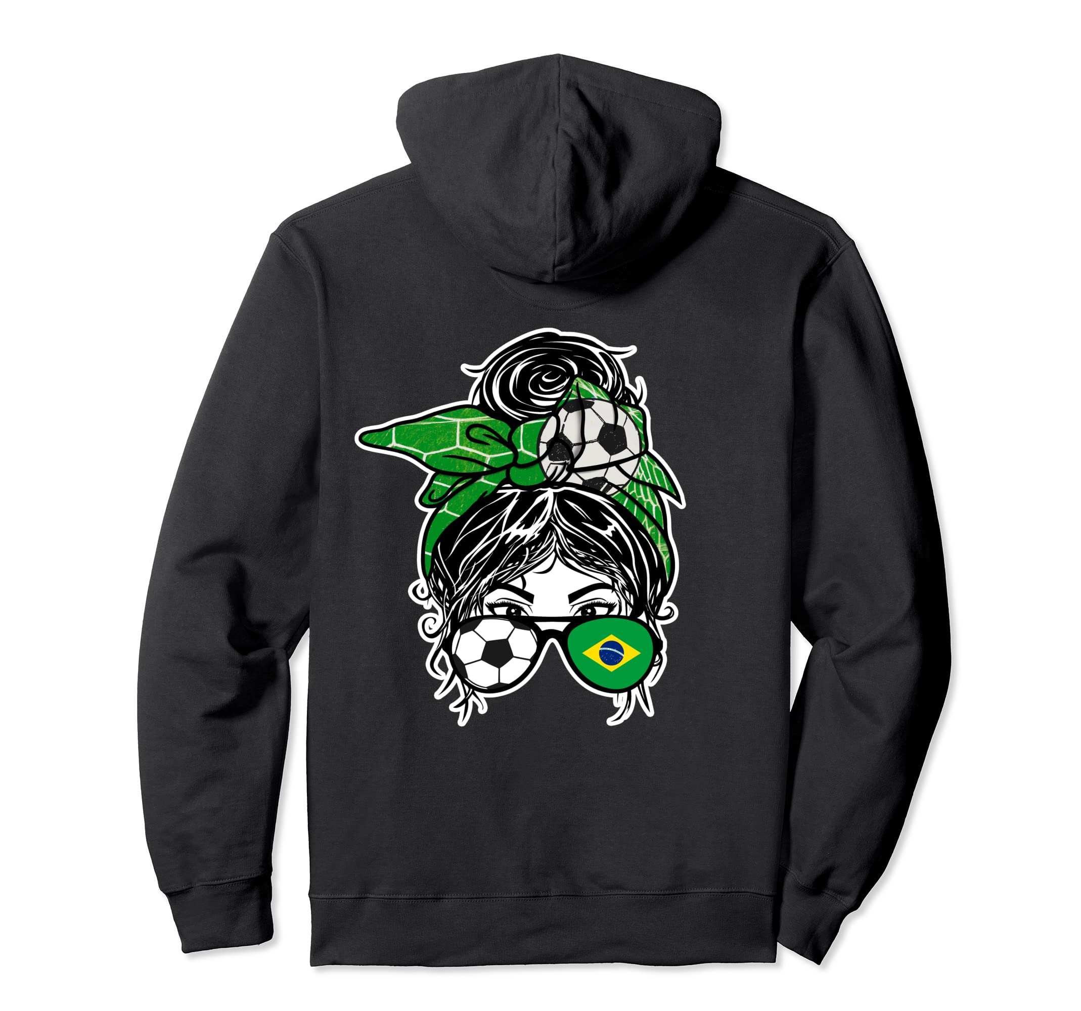 Messy Bun Hair Brazilian Soccer Brazil Hoodie - Unique Graphic Men Women