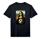 Mona Lisa Loves Soccer Comic Performance T-Shirt - Minimalist Print Unisex