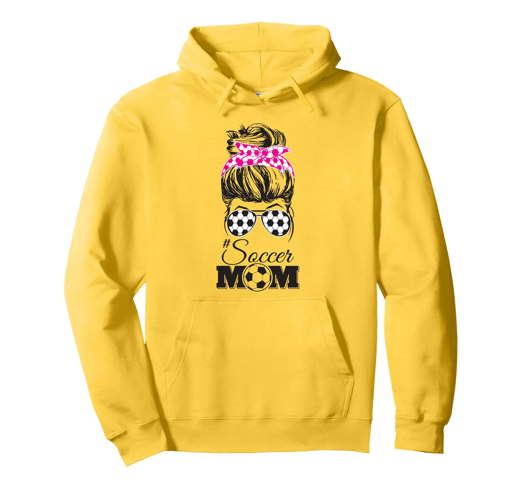 Soccer Mom Messy Bun Glasses Funny Soccer Hoodie - Trendy Graphic Unisex