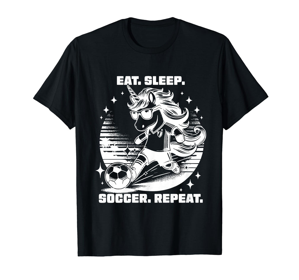 Eat Sleep Soccer Repeat Funny Soccer T-Shirt - Custom Art Print Unisex
