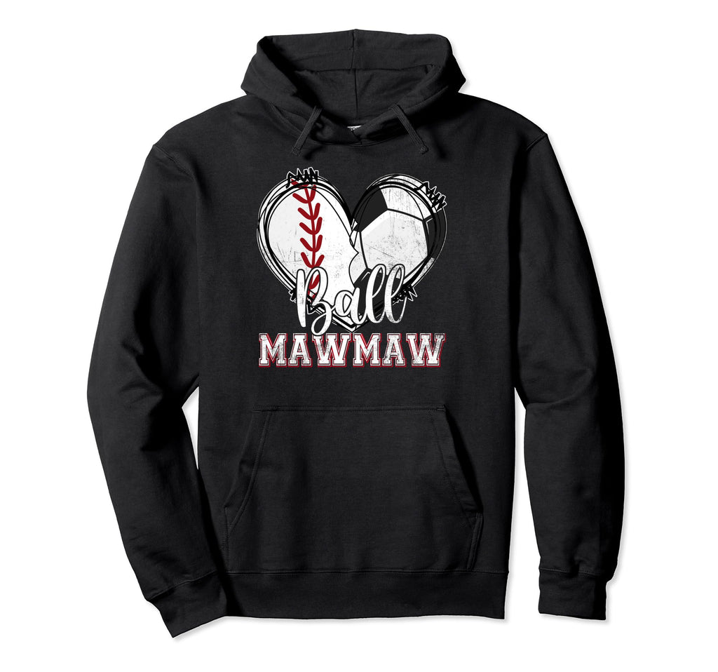 Ball Mawmaw Baseball Soccer Heart Hoodie - Fun Novelty Design for Adults