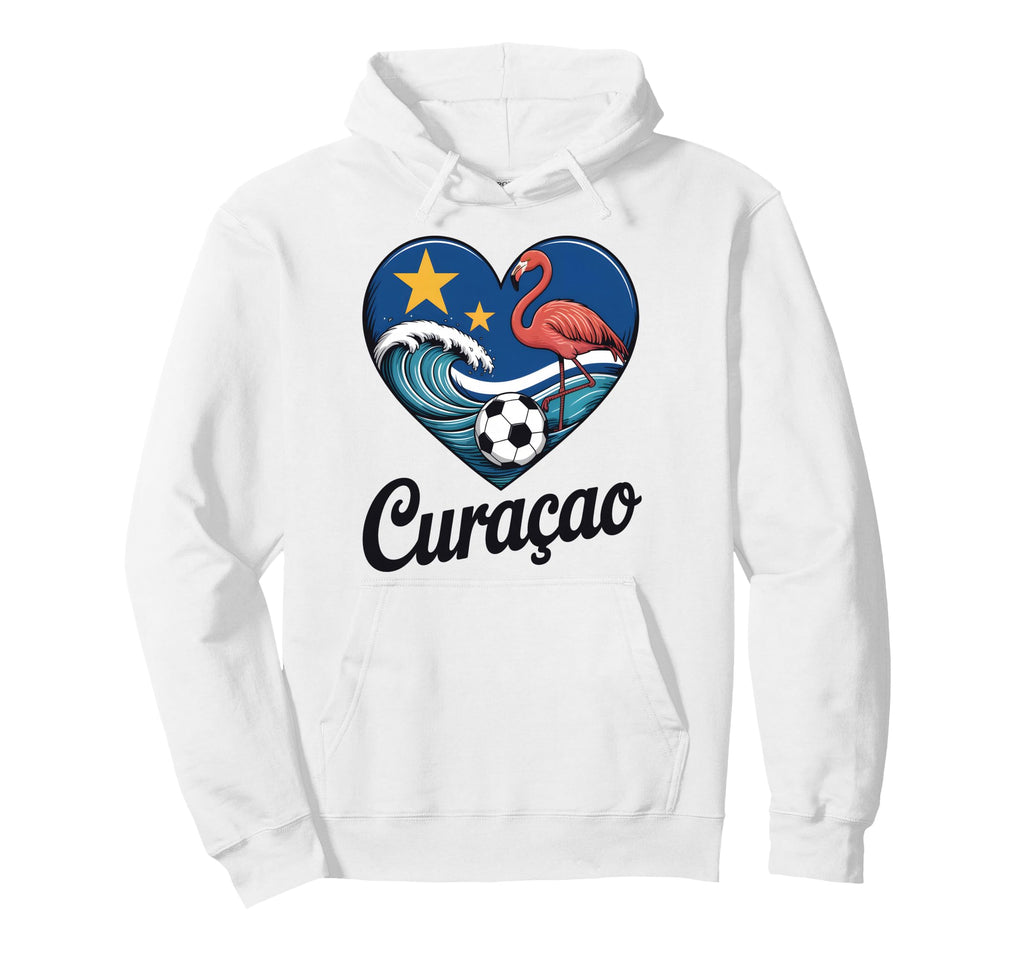 Cura Ao Soccer Heart Caribbean Hoodie - Minimalist Print for Adults
