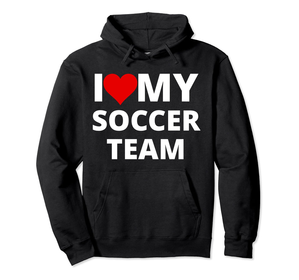 I Love My Soccer Team Red Heart Hoodie - Unique Graphic Unisex