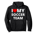 I Love My Soccer Team Red Heart Hoodie - Unique Graphic Unisex