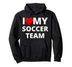 I Love My Soccer Team Red Heart Hoodie - Unique Graphic Unisex