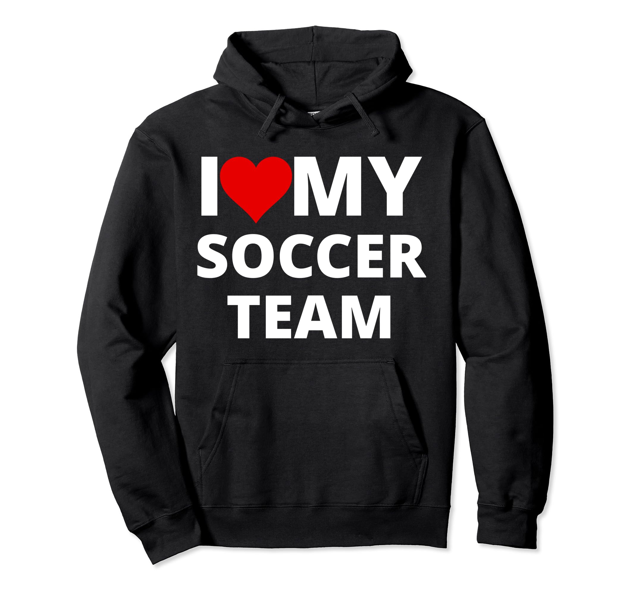 I Love My Soccer Team Red Heart Hoodie - Unique Graphic Unisex