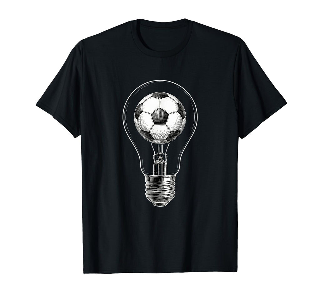Soccer Lightbulb Ball Players T-Shirt - Minimalist Print for Adults