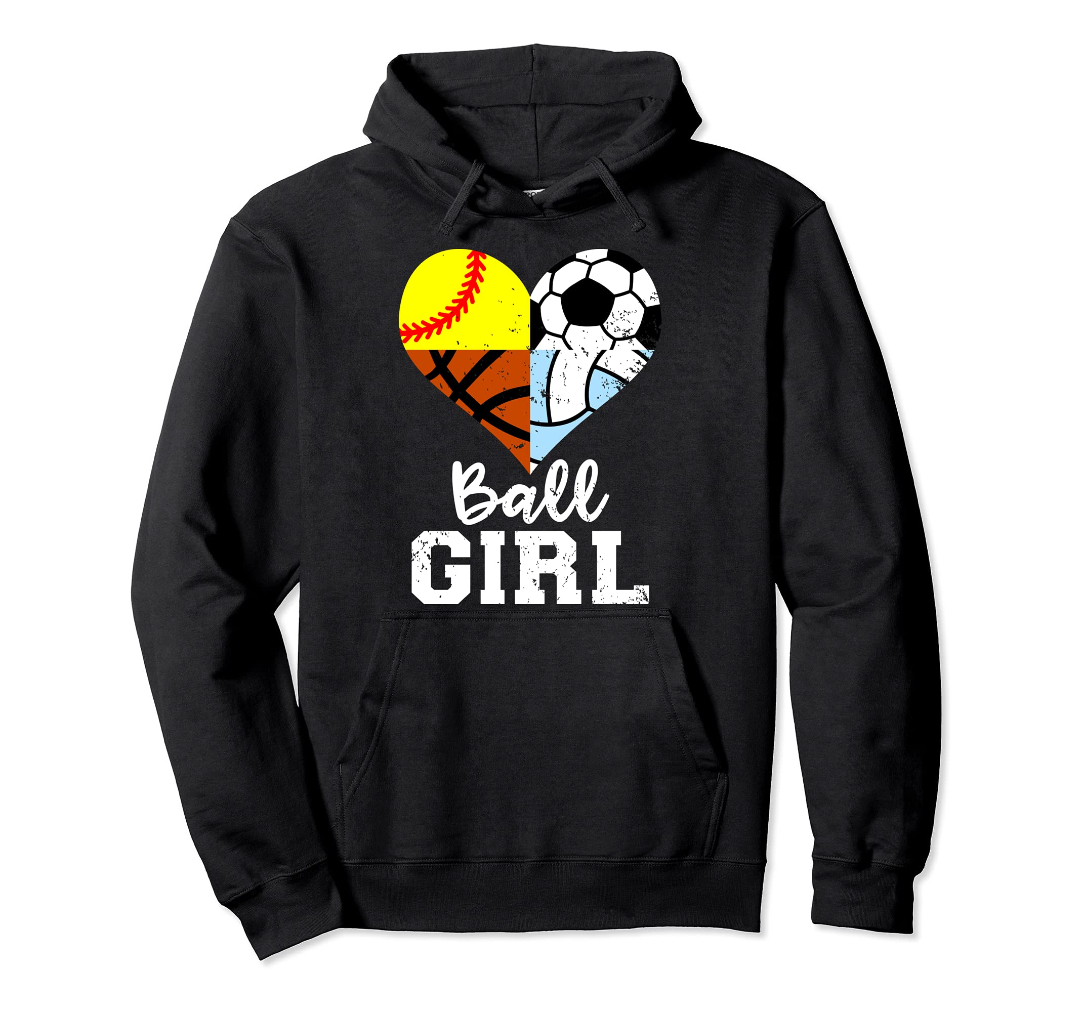 Ball Heart Soccer Softball Volleyball Hoodie - Custom Art Print for Adults