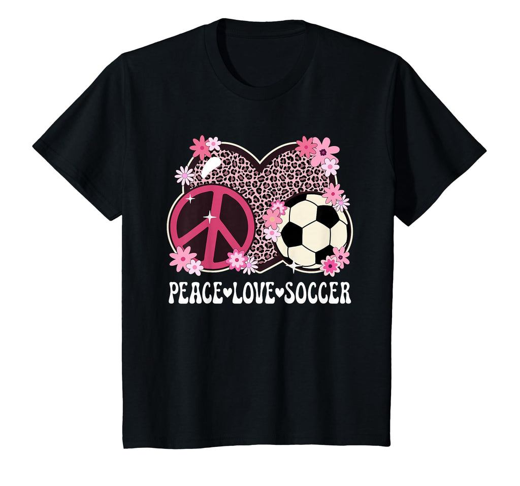 Peace Love Soccer Lover Leopard Soccer T-Shirt - Minimalist Print Unisex