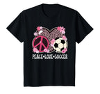 Peace Love Soccer Lover Leopard Soccer T-Shirt - Minimalist Print Unisex