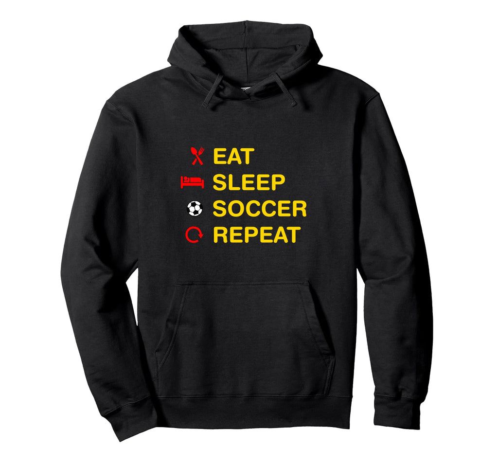 Eat Sleep Soccer Repeat Hoodie - Unique Graphic for Adults