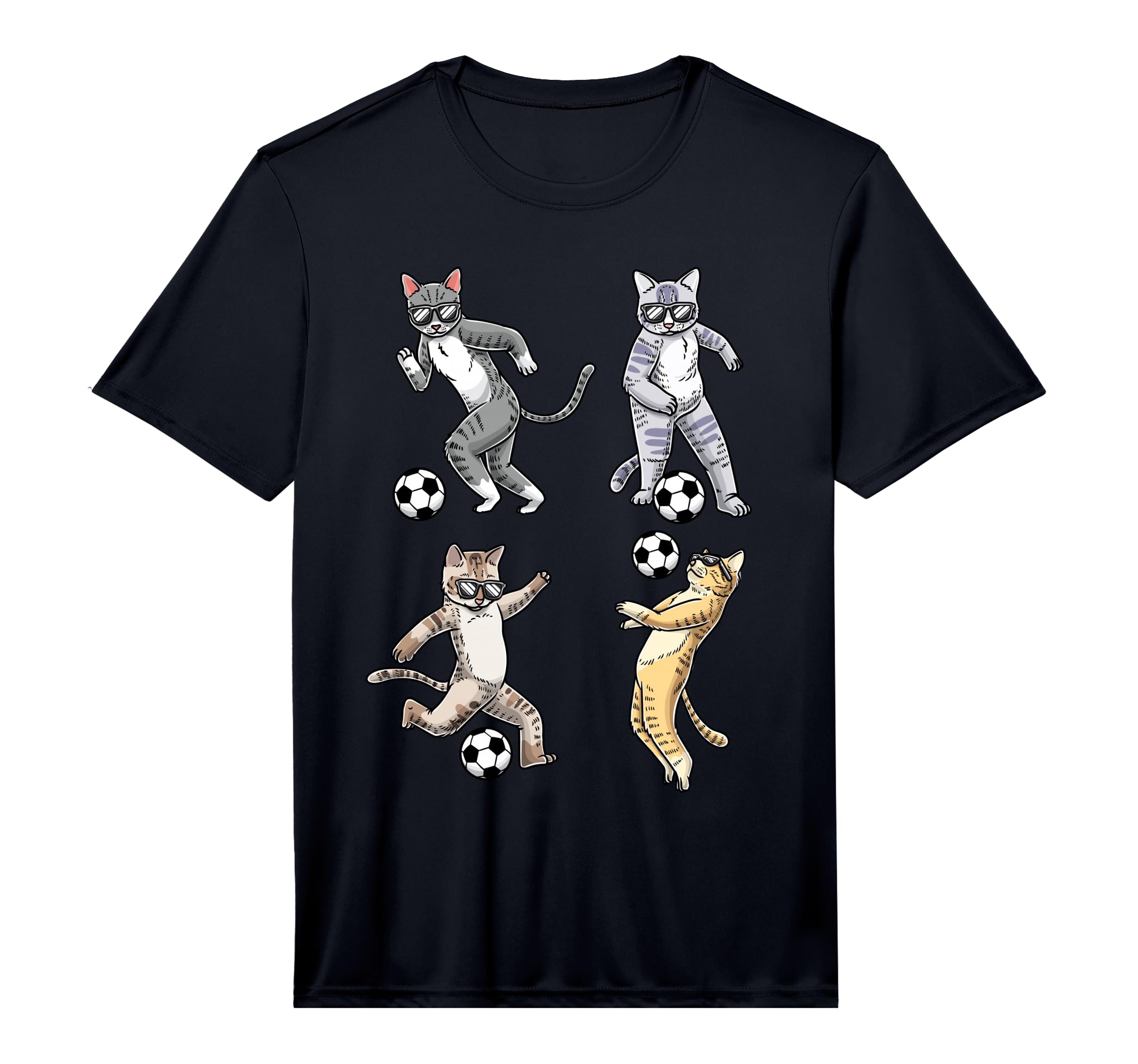 Funny Cat Lover Playing Soccer Player T-Shirt - Custom Art Print Unisex