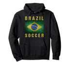 Brazil Flag Distressed Brazil Soccer Hoodie - Aesthetic Graphic Unisex