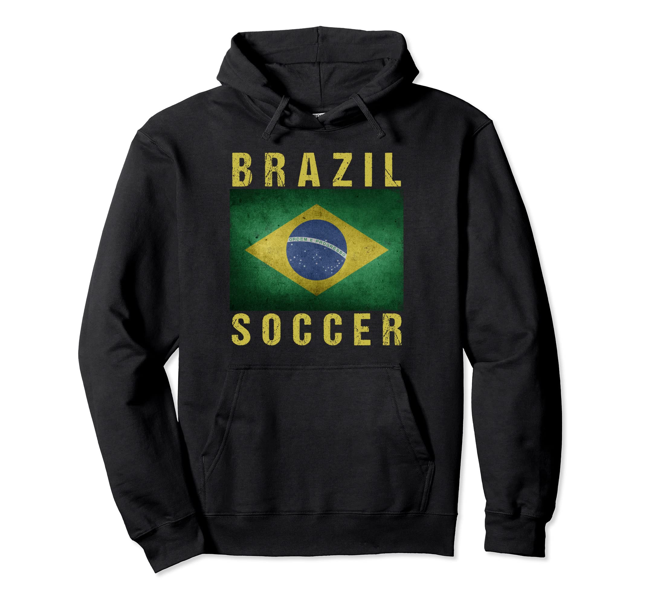 Brazil Flag Distressed Brazil Soccer Hoodie - Aesthetic Graphic Unisex