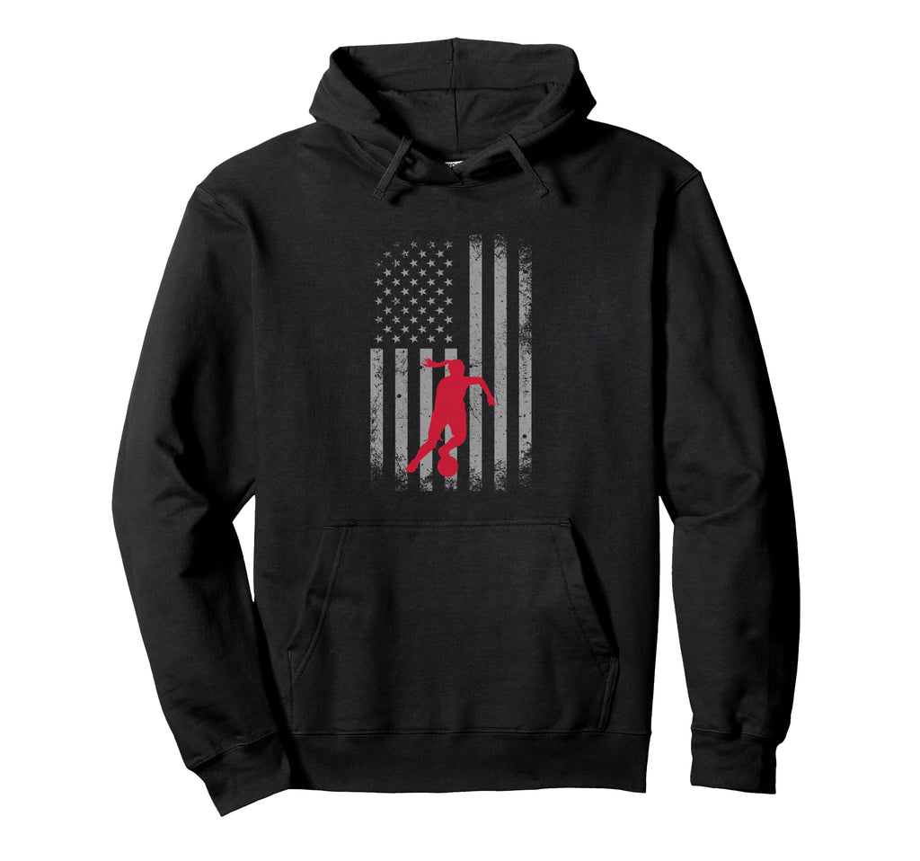 Distressed American Flag Patriotic Soccer Hoodie - Custom Art Print Unisex
