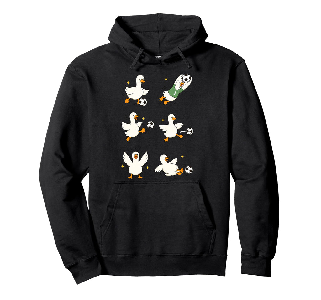 Silly Goose Playing Soccer Player Hoodie - Fun Novelty Design Unisex
