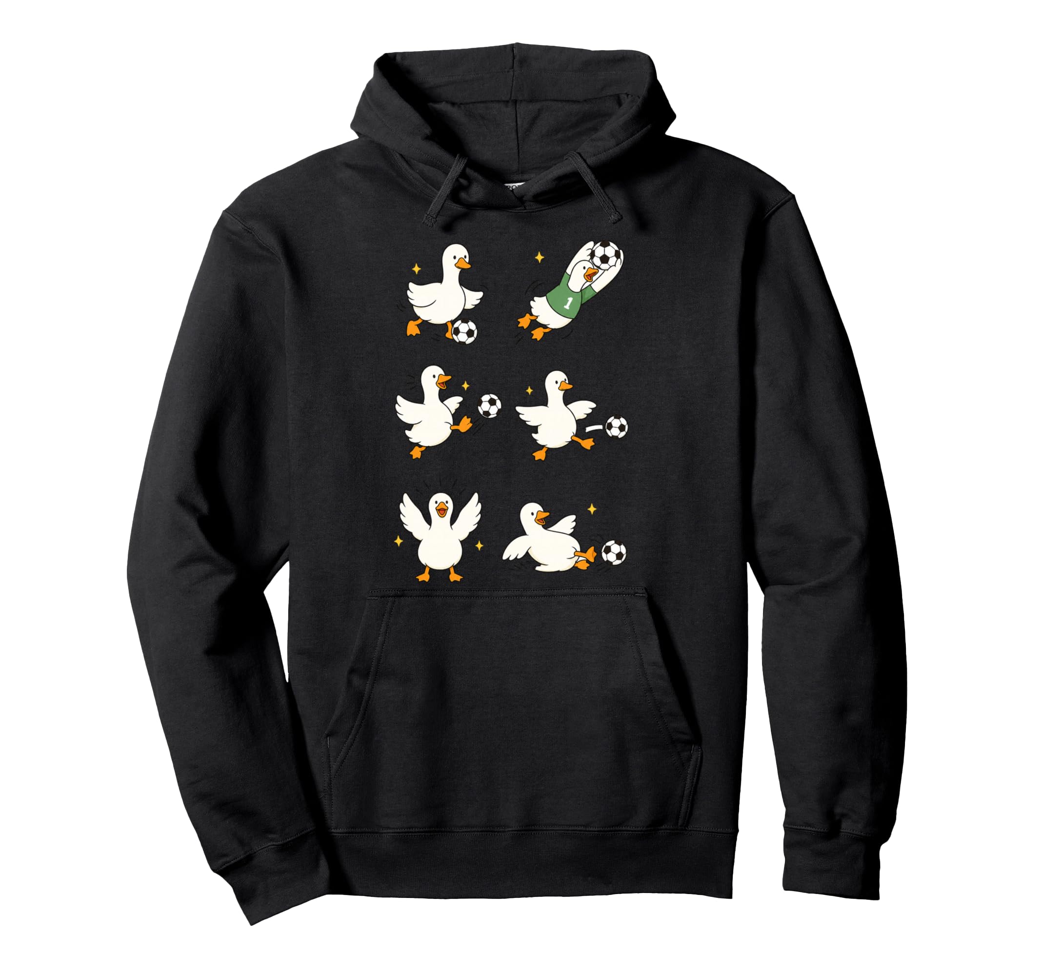 Silly Goose Playing Soccer Player Hoodie - Fun Novelty Design Unisex
