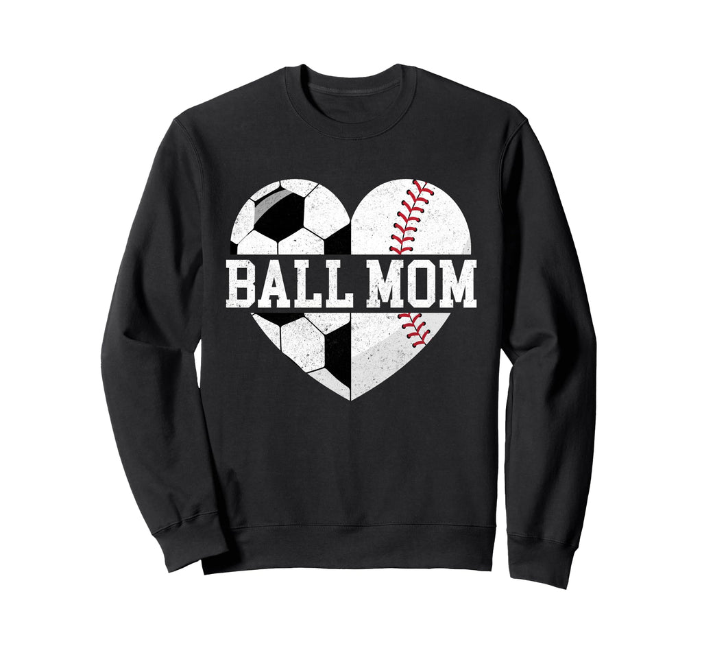 Ball Mom Heart Funny Baseball Sweatshirt - Fun Novelty Design for Adults